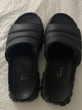Bally Black Quilted Slide Sandals